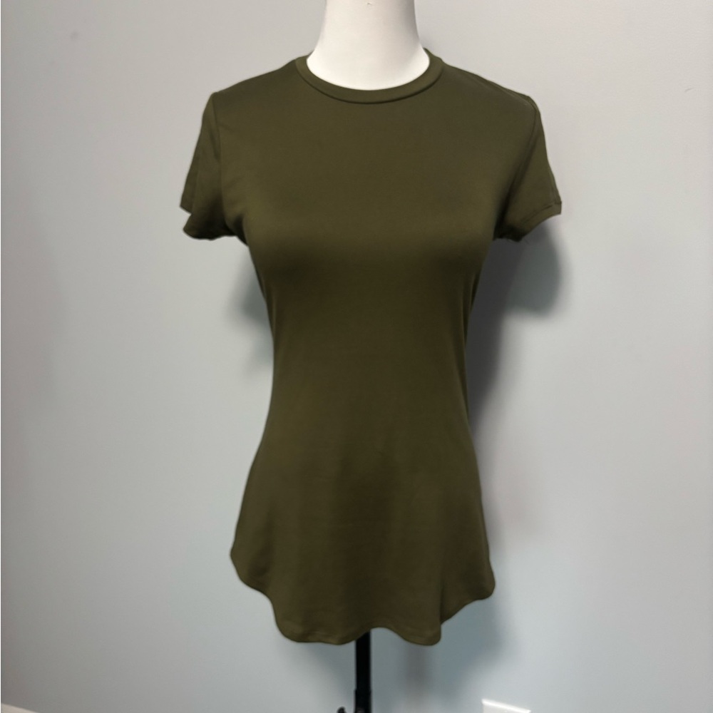 Forever 21 Green Fitted Crew Neck T-Shirt